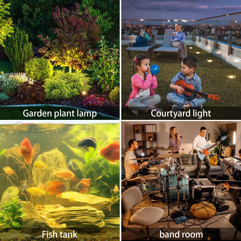 AVEKI Solar Pond Spotlights, 2 in 1 12 LED Solar Underwater Lights with Dual Head Waterproof Submarine Landscape Spotlight Security Lighting for Outdoor Patio Garden Fountain Pond - Image 5